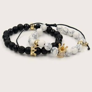 His/ Hers couple bracelets with lava stones